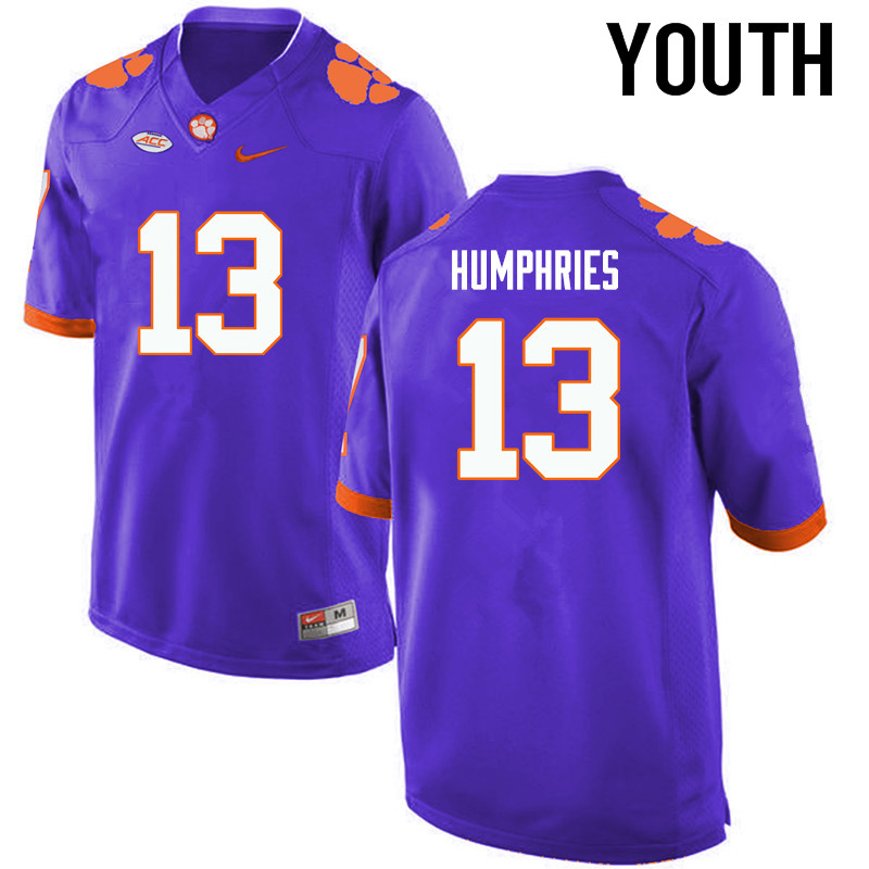Youth Clemson Tigers #13 Adam Humphries College Football Jerseys-Purple